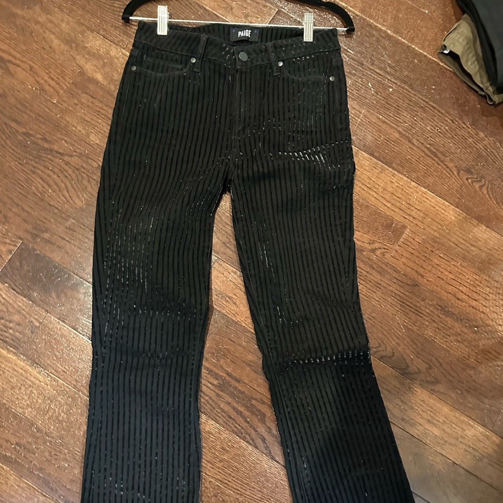 Paige Black Jeans with Subtle Stripes